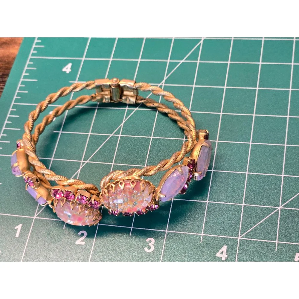 Vintage Women's Unbranded Bracelet, One Size, Gold, Pink and Purple
